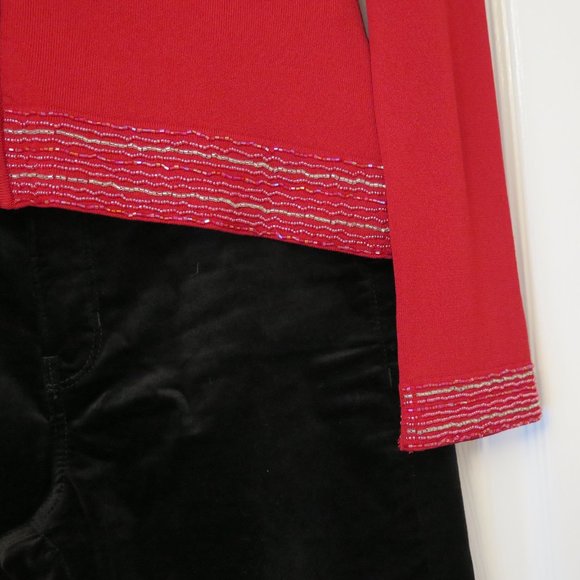 NEXT UK 🇬🇧 - Red bead edged zip up cardigan - Picture 8 of 13